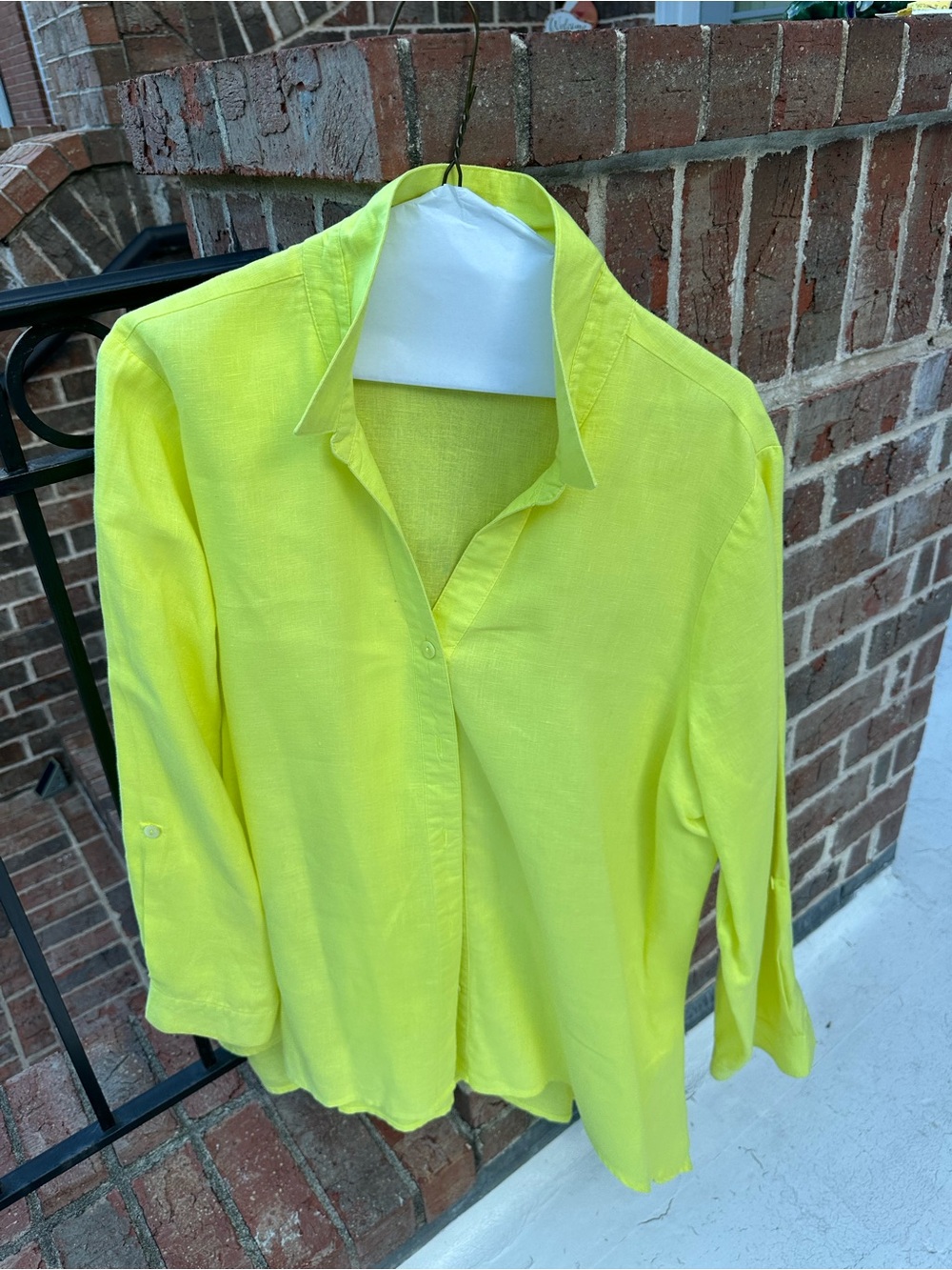 For Cynthia Neon Lemon Button-Down Women's Shirt